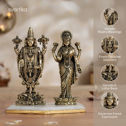 Brass Lord Balaji and Mata Lakshmi For Pooja Room - 6 Inch