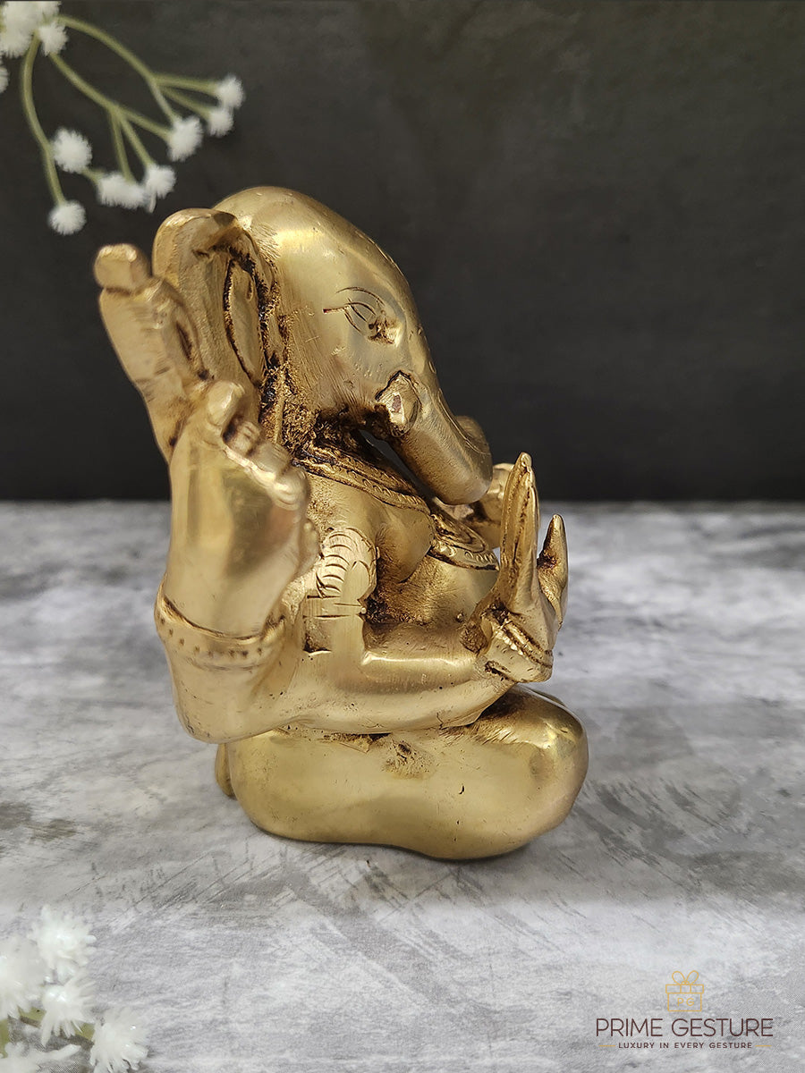 Brass Ganesh Ji Idol in Seated Posture