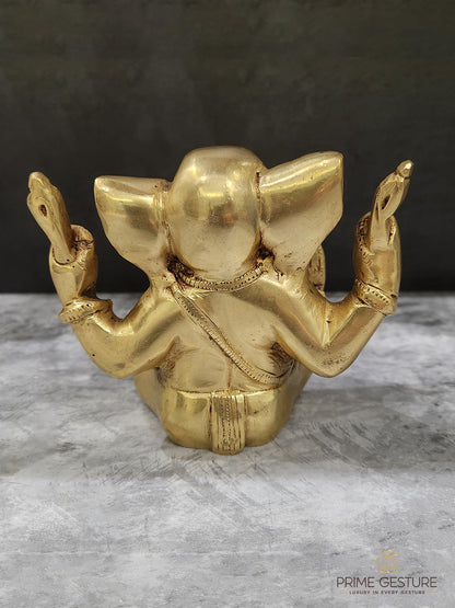 Brass Ganesh Ji Idol in Seated Posture