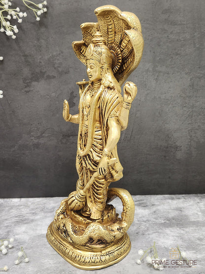 Divine Brass Lord Narayan Idol with Sheshnag