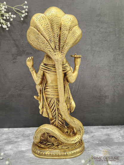 Divine Brass Lord Narayan Idol with Sheshnag