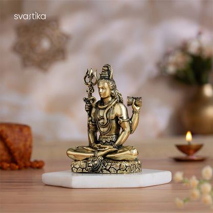 Brass Lord Shiva Meditating Idol (4 Inch)