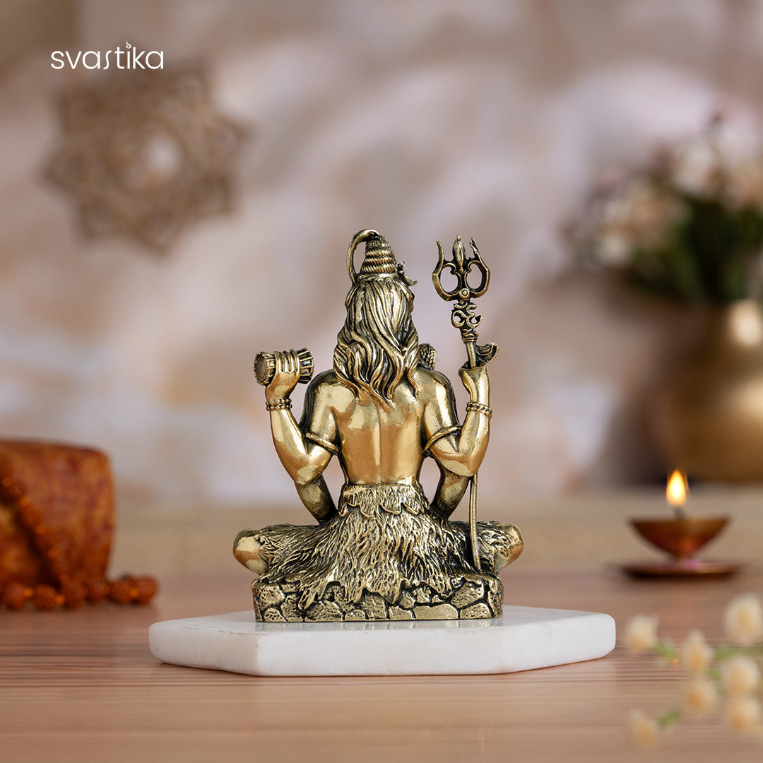 Brass Lord Shiva Meditating Idol (4 Inch)