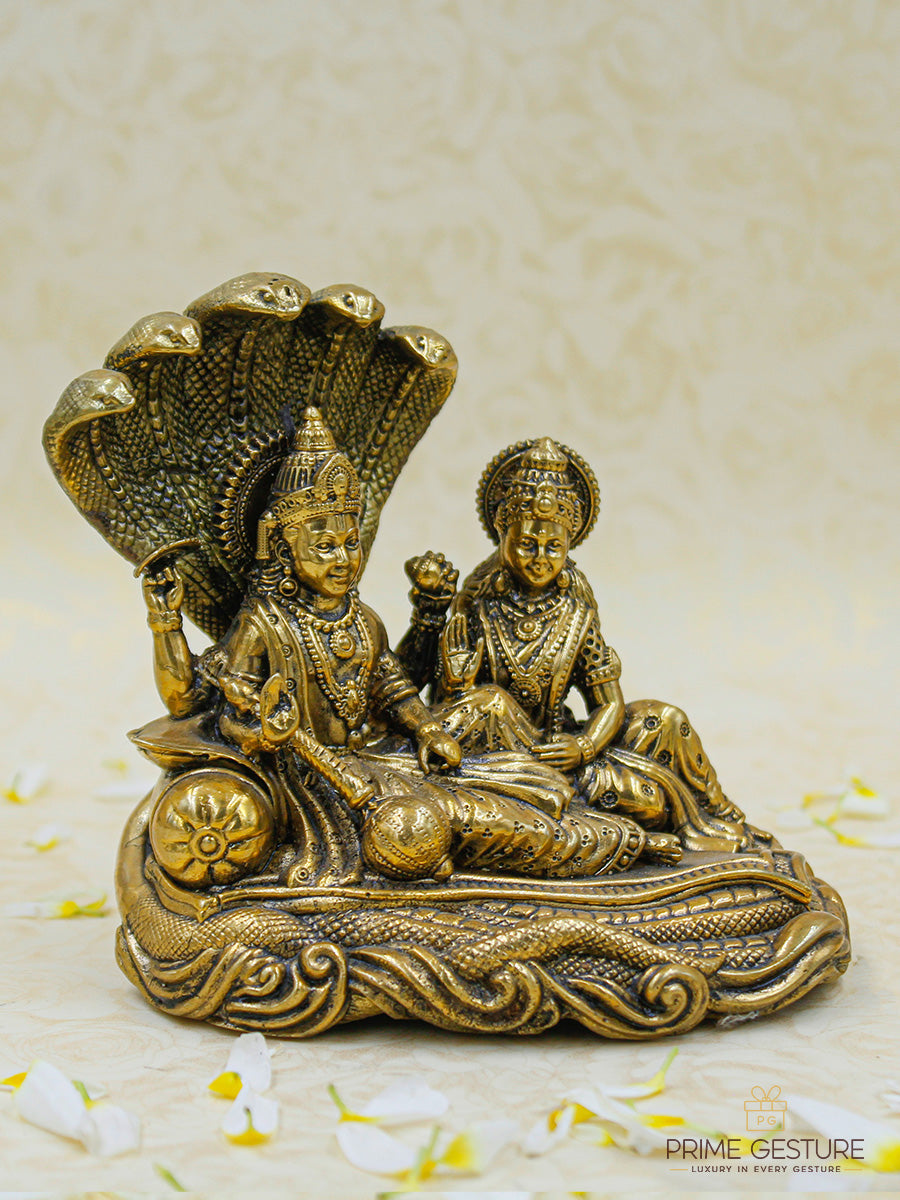 Brass Vishnu Lakshmi Idol – Protection, Prosperity & Divine Balance