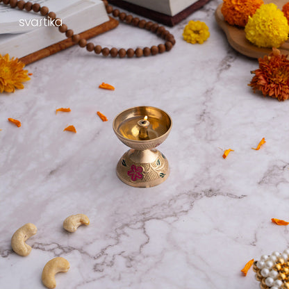 Brass Peacock Meenakari Pooja Thali (8 Inch)