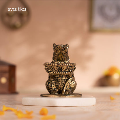 Brass Mushak Diya for Pooja | Antique Aarti Diya (3 Inch)