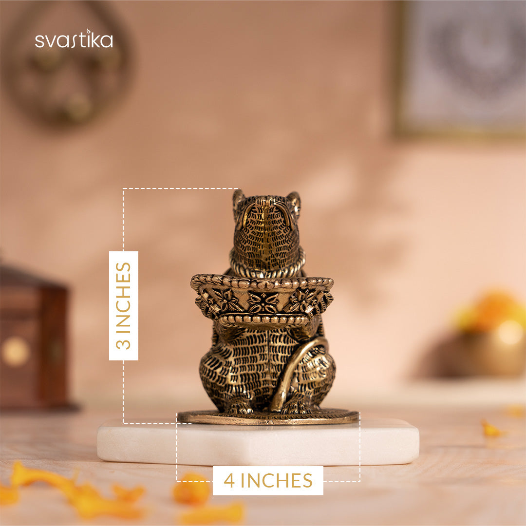 Brass Mushak Diya for Pooja | Antique Aarti Diya (3 Inch)