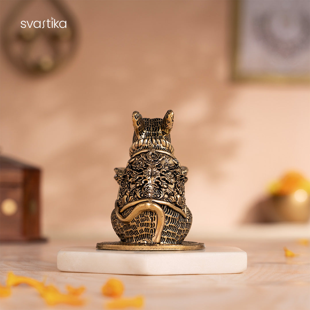 Brass Mushak Diya for Pooja | Antique Aarti Diya (3 Inch)