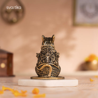 Brass Mushak Diya for Pooja | Antique Aarti Diya (3 Inch)