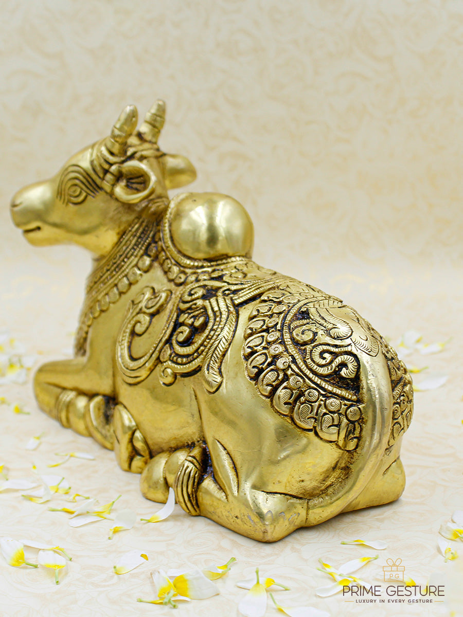 Divine Brass Nandi Seated Idol