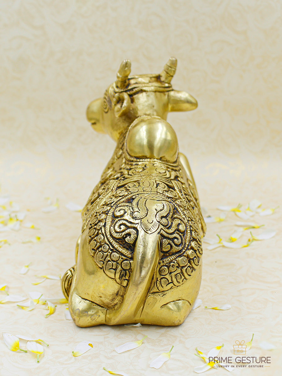 Divine Brass Nandi Seated Idol