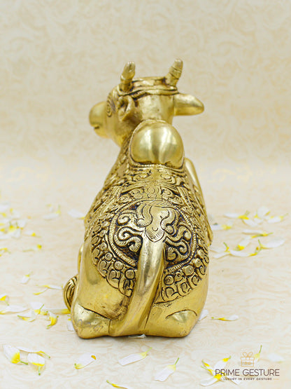 Divine Brass Nandi Seated Idol