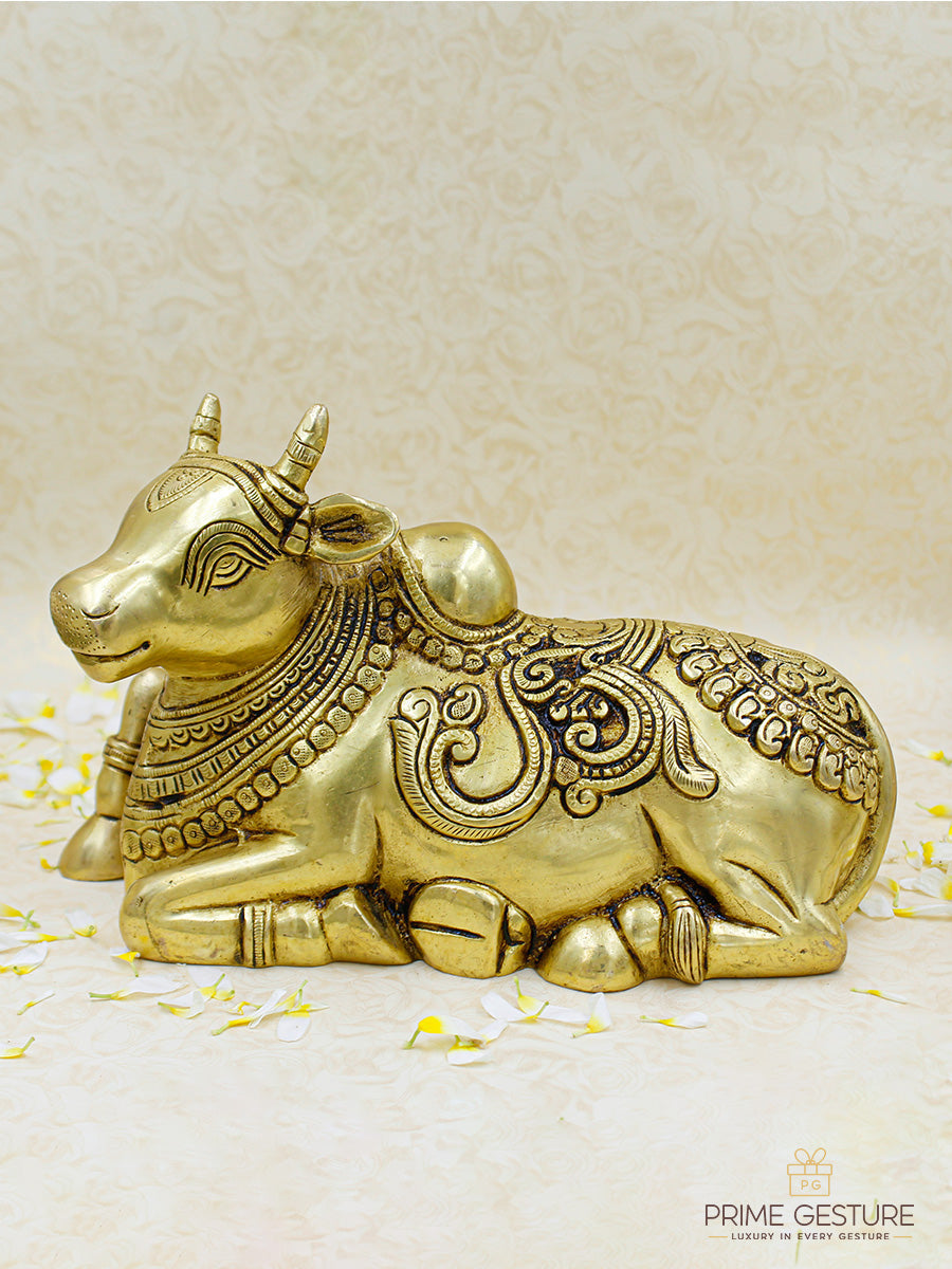 Divine Brass Nandi Seated Idol