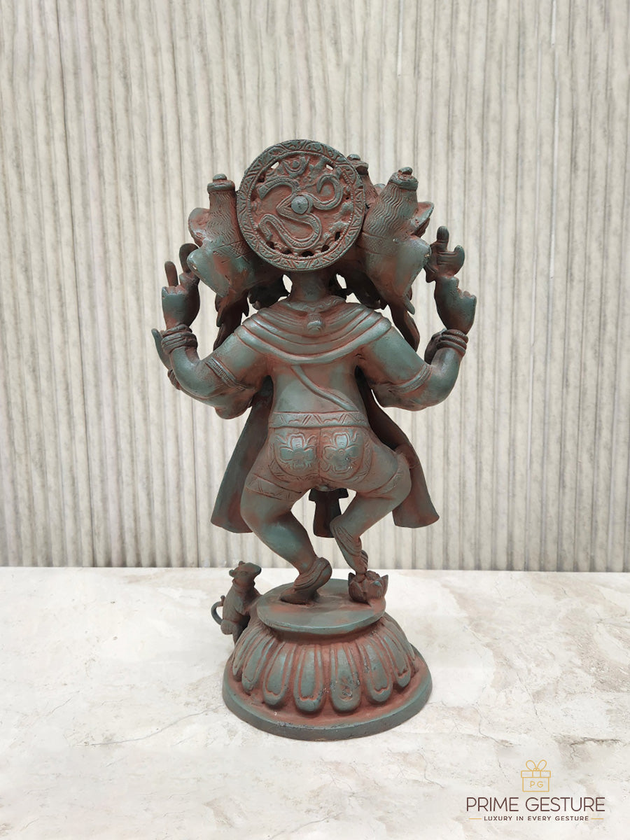 Brass Panchmukhi Nritya Ganesha Idol