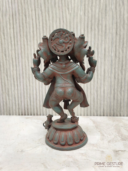 Brass Panchmukhi Nritya Ganesha Idol