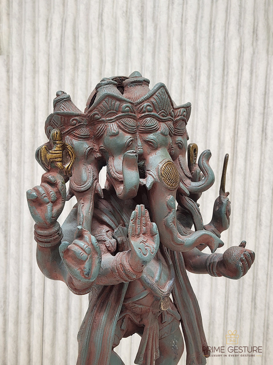 Brass Panchmukhi Nritya Ganesha Idol