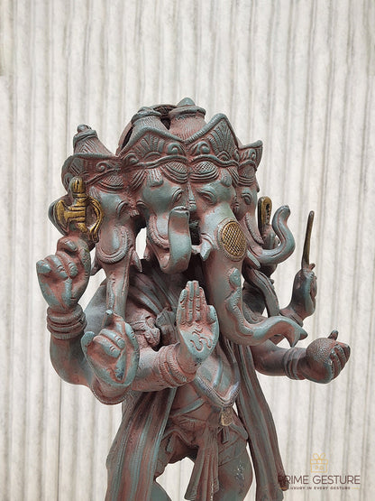 Brass Panchmukhi Nritya Ganesha Idol