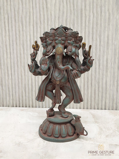 Brass Panchmukhi Nritya Ganesha Idol