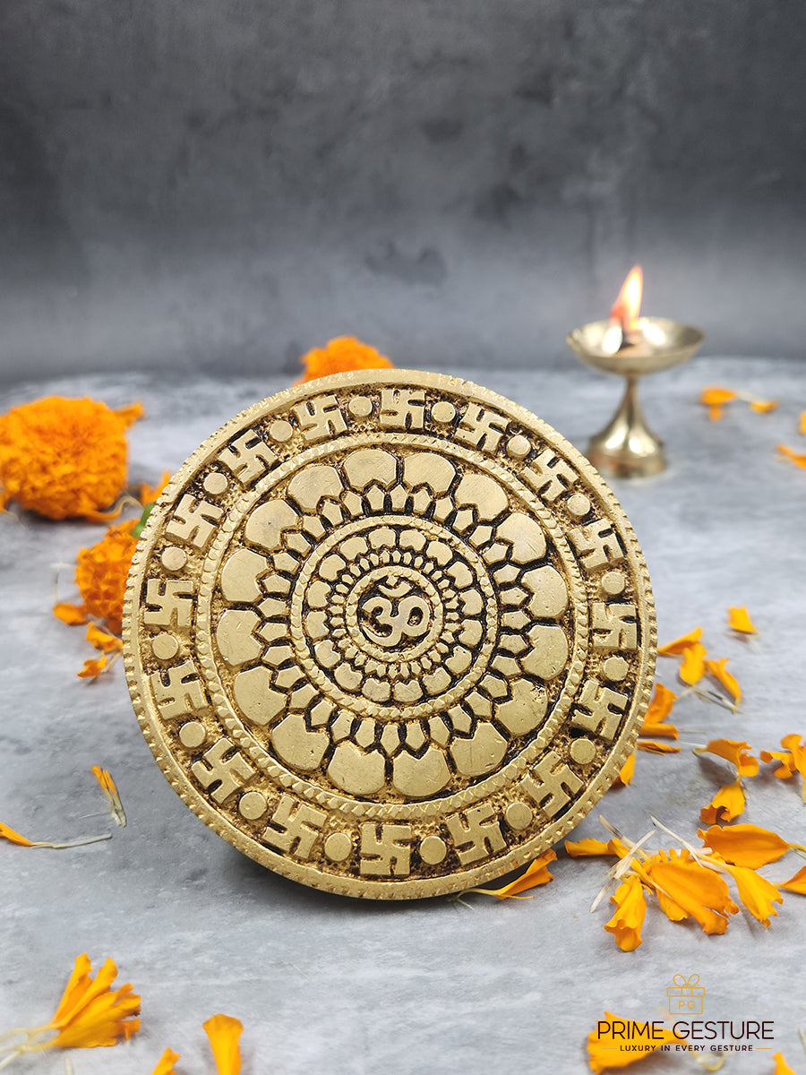 Auspicious Round Brass Pooja Chowki