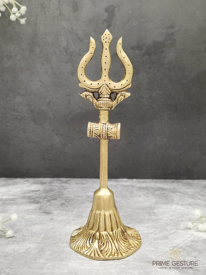 Sacred Brass Shiva Trishul with Damru