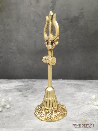 Sacred Brass Shiva Trishul with Damru