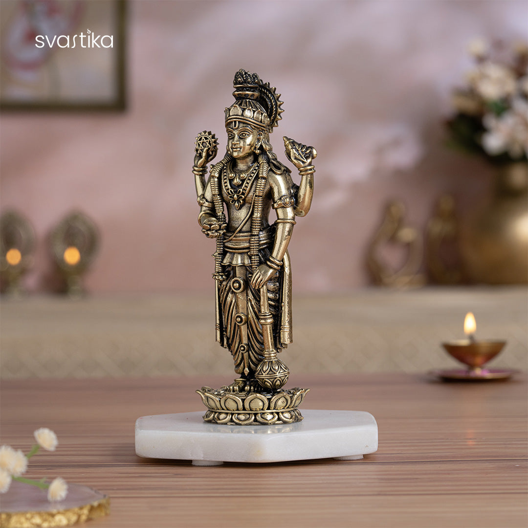 Brass Standing Lord Vishnu Murti (6 Inch)