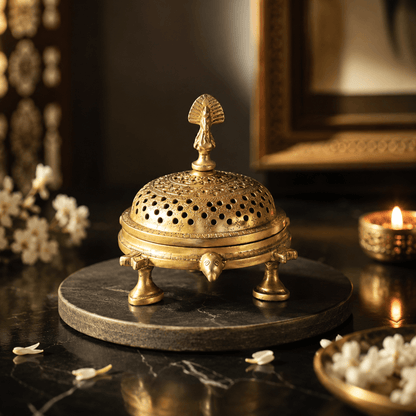 Brass Turtle Inspired Loban Burner (4.5 Inch)