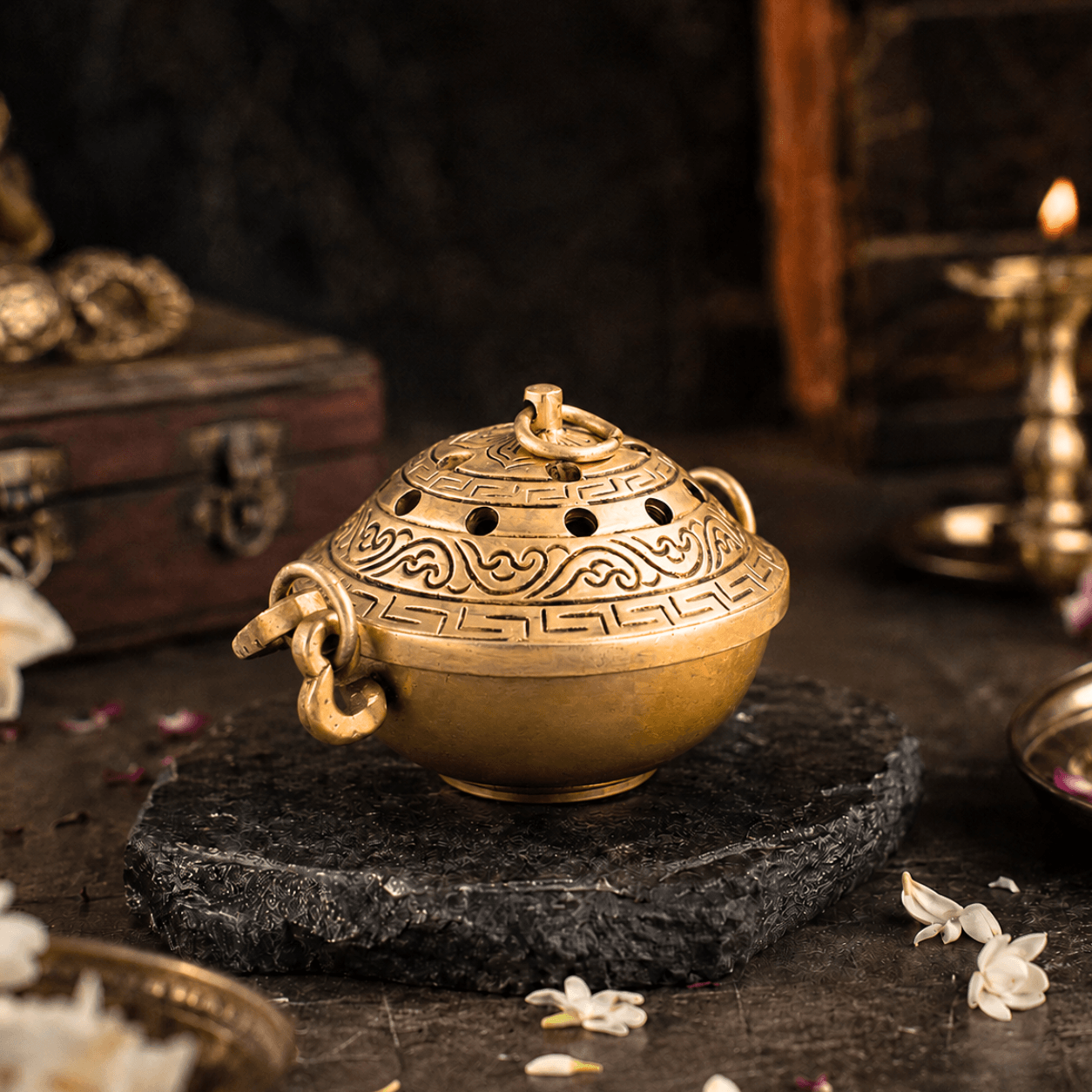 Brass Loban Burner (Incense Burner) (4 Inch)