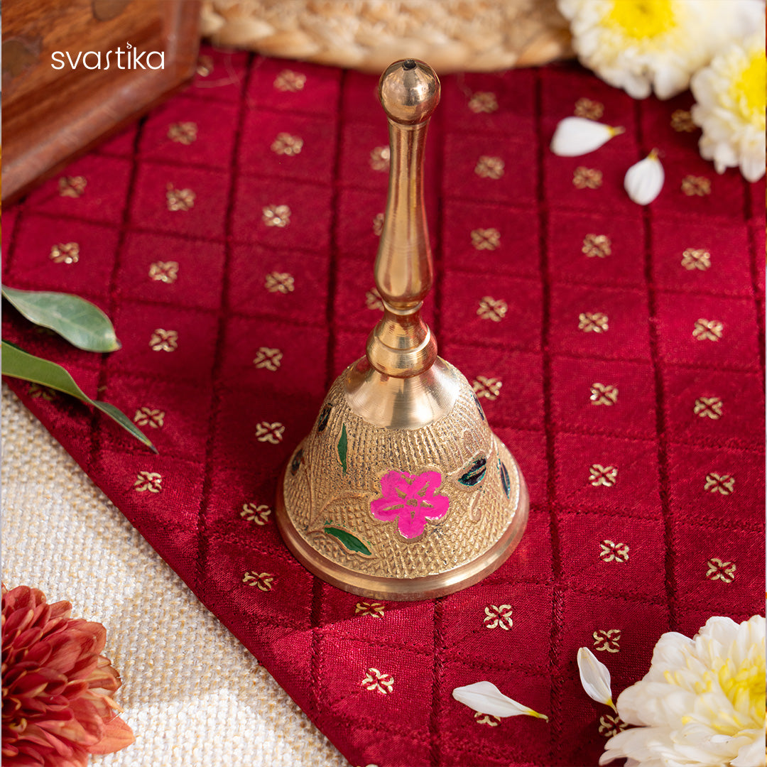 Brass Designer Meenakari Pooja Thali (10 Inch)