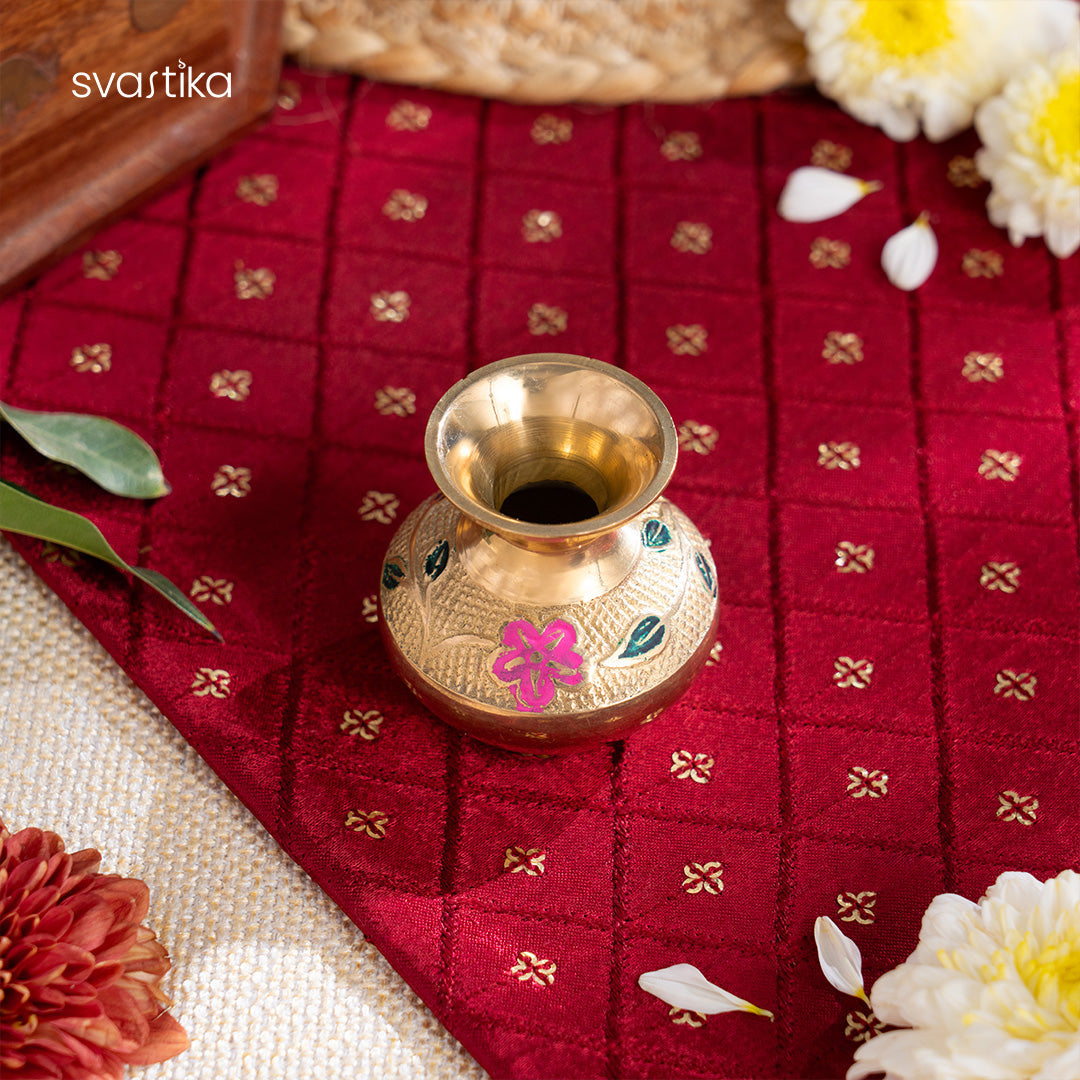 Brass Designer Meenakari Pooja Thali (10 Inch)