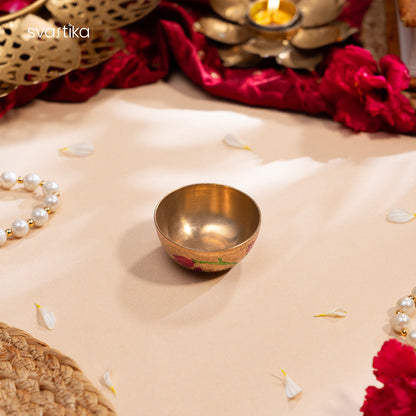 Brass Floral Meenakari Pooja Thali (10 Inch)