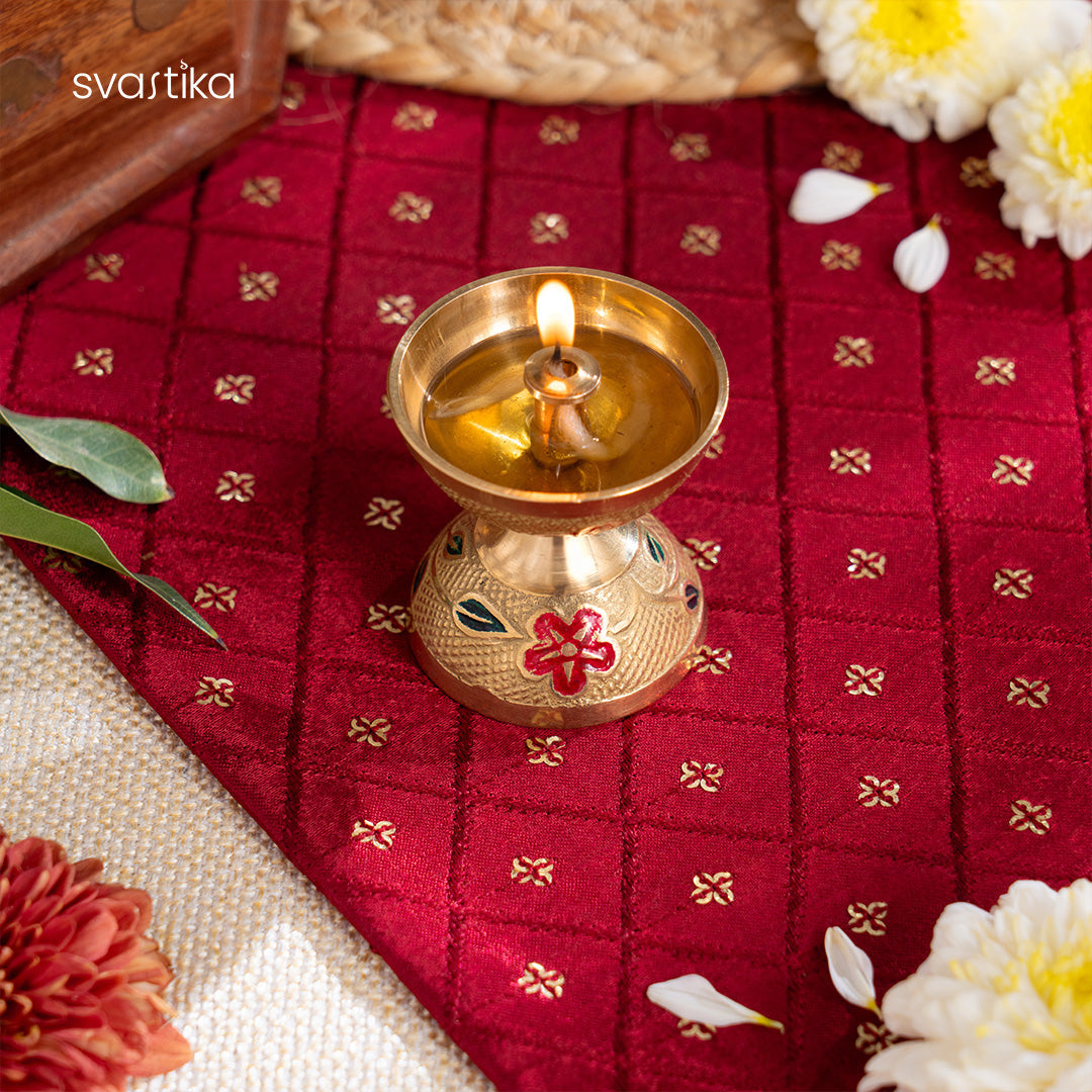 Brass Designer Meenakari Pooja Thali (10 Inch)