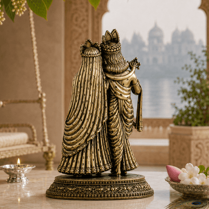 Brass Radha Krishna Murti With Tribhanga Posture (5 Inch)