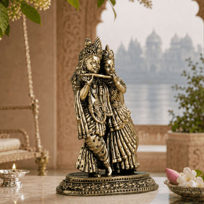 Brass Radha Krishna Murti With Tribhanga Posture (5 Inch)
