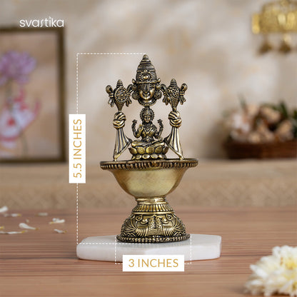 Brass Tirupati Balaji Lakshmi Divine Diya (5.5 Inch)