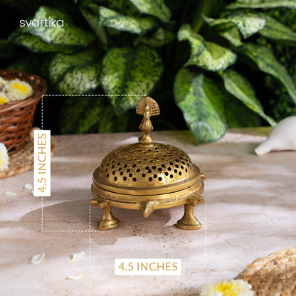 Brass Turtle Inspired Loban Burner (4.5 Inch)