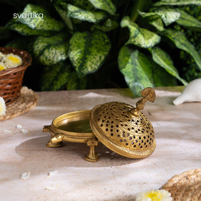 Brass Turtle Inspired Loban Burner (4.5 Inch)