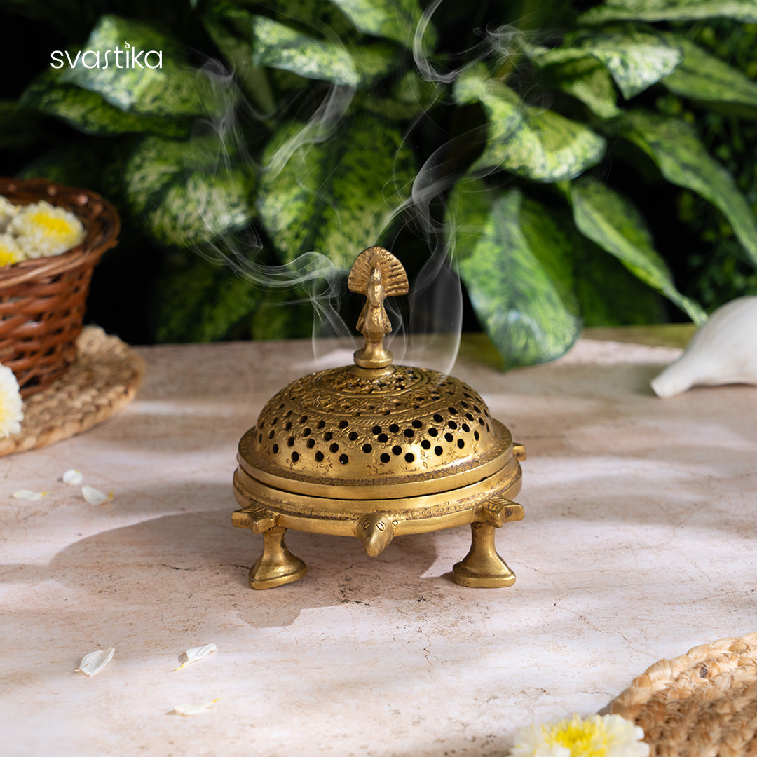 Brass Turtle Inspired Loban Burner (4.5 Inch)