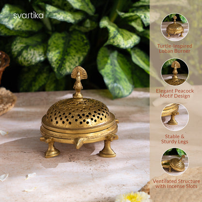 Brass Turtle Inspired Loban Burner (4.5 Inch)