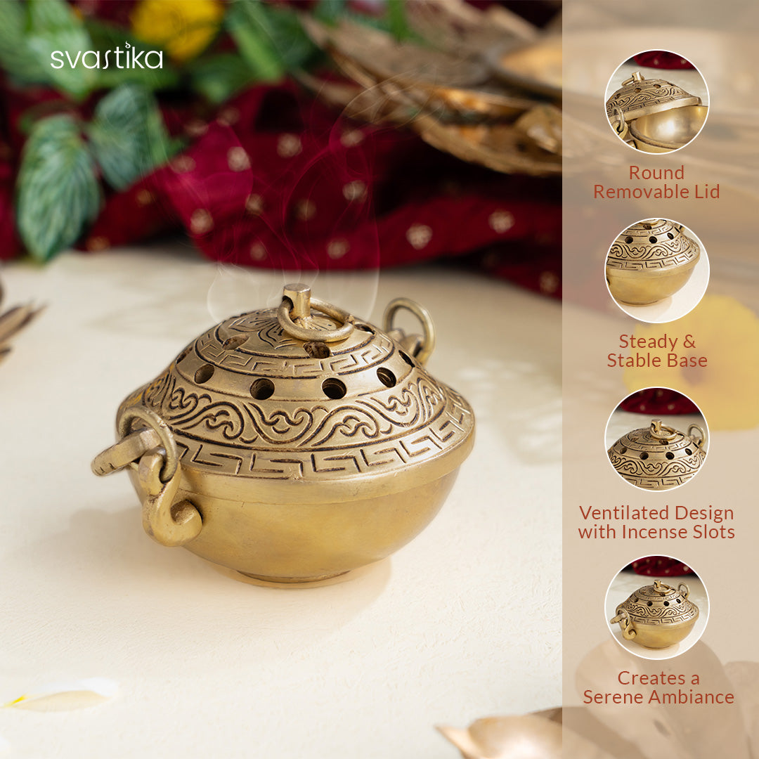 Brass Loban Burner (Incense Burner) (4 Inch)
