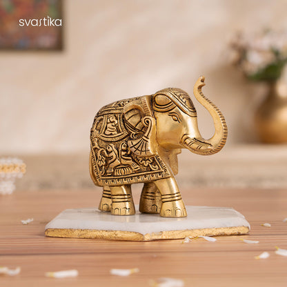 Brass Elephant Statue (4 Inch)