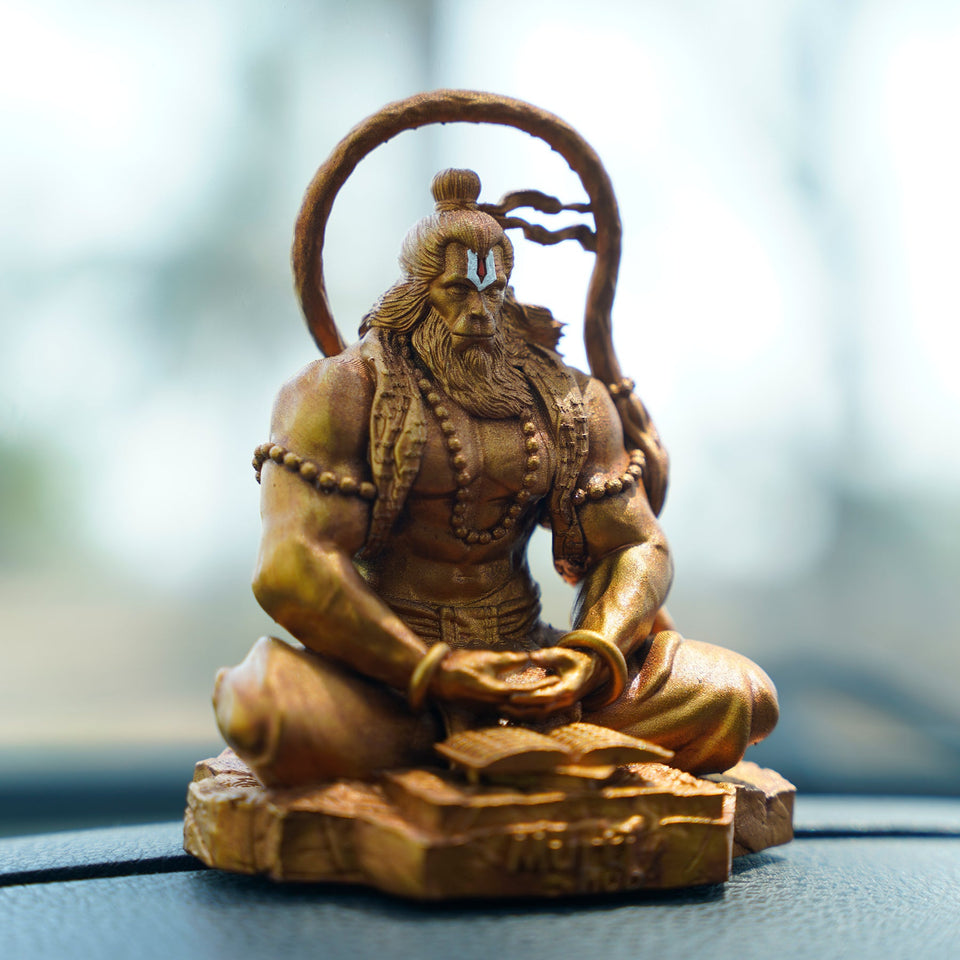 Pavan Sut Hanuman Ji — The Road Guardian | Copper Gold Finish | Car Dashboard Idol