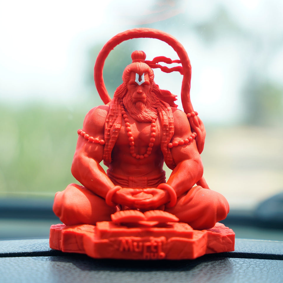 Pavan Sut Hanuman Ji — The Road Guardian | Pure White Finish | Car Dashboard Idol