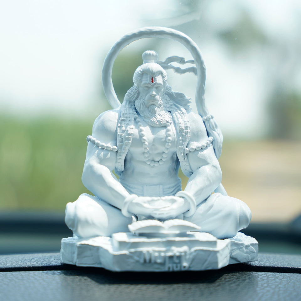 Pavan Sut Hanuman Ji — The Road Guardian | Matte Finish | Seated Blessing Idol for Car Dashboard