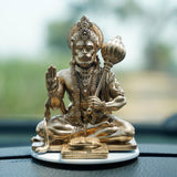 Lord Hanuman Ji — Seated Blessing Idol | Copper Gold Finish | Car Dashboard