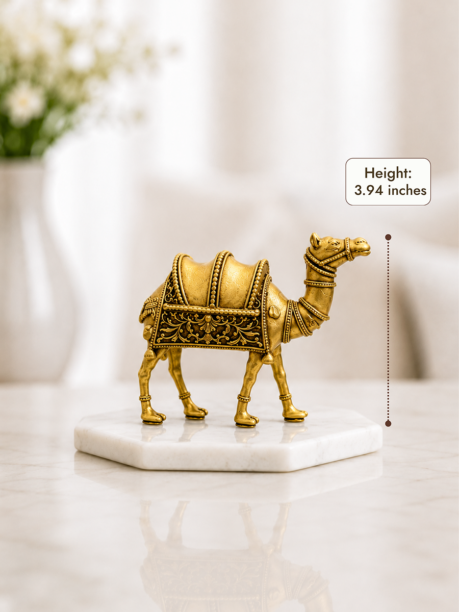 Camel Antique Gold Finish Showpiece for Home and Office Decor