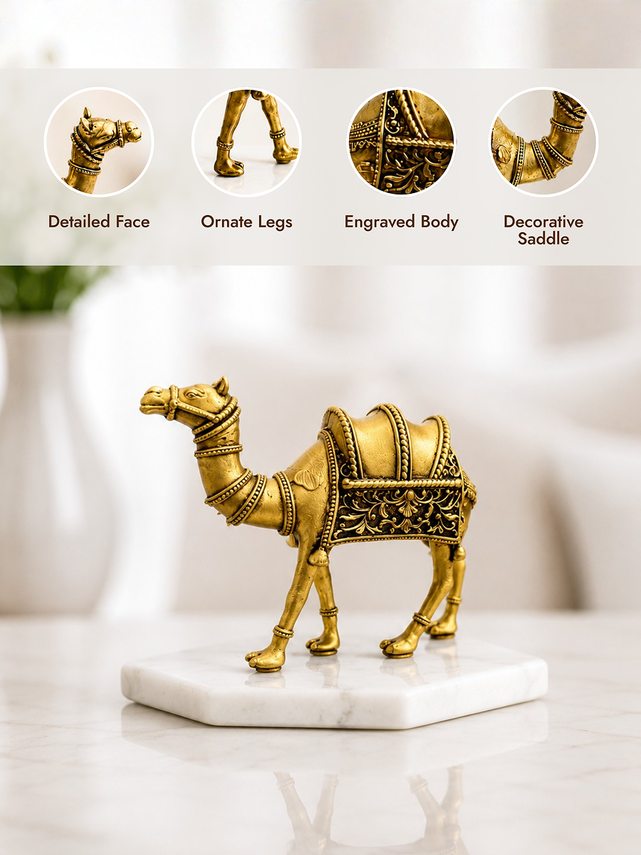 Camel Antique Gold Finish Showpiece for Home and Office Decor