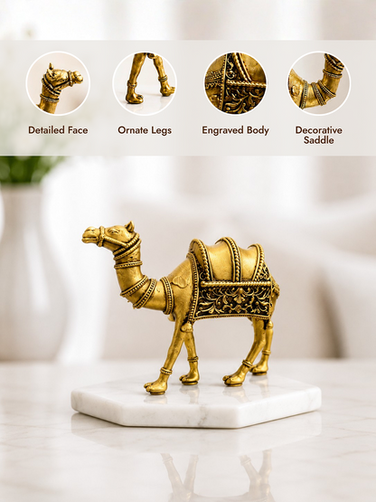 Camel Antique Gold Finish Showpiece for Home and Office Decor