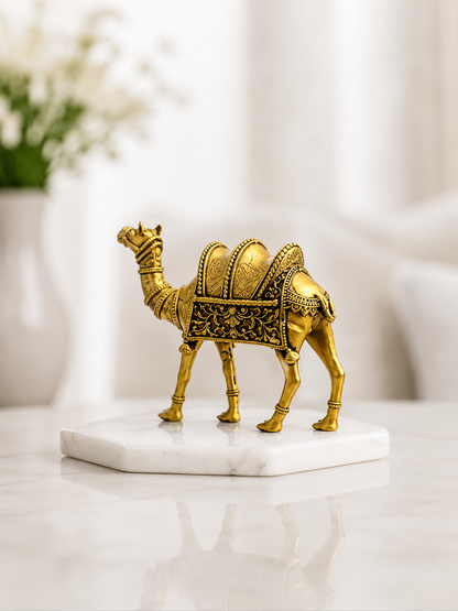 Camel Antique Gold Finish Showpiece for Home and Office Decor