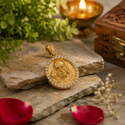 Shukrana Guru Ji Bade Mandir Pendant – Brass with Gold Finish